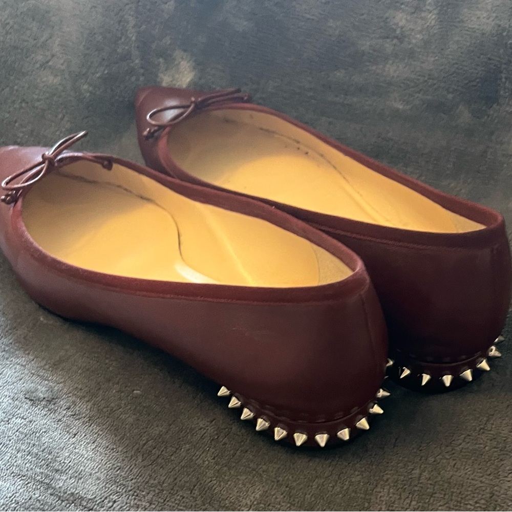 Christian Louboutin Women's Burgundy Ballet Flats - Picture 3 of 9